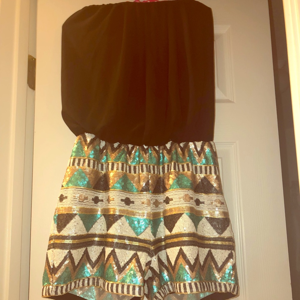 Sequin shorts romper